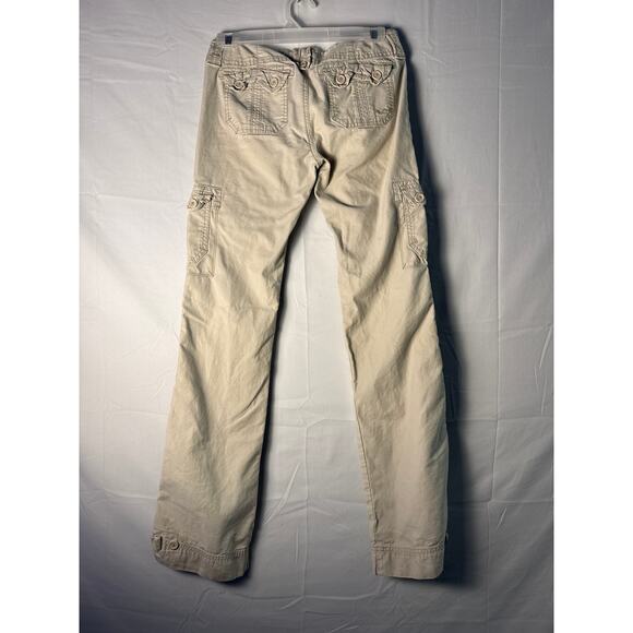 Y2K Hollister Cargo Pants Straight Leg Multi Pockets Light Wash Women's 3/Small - Picture 2 of 4